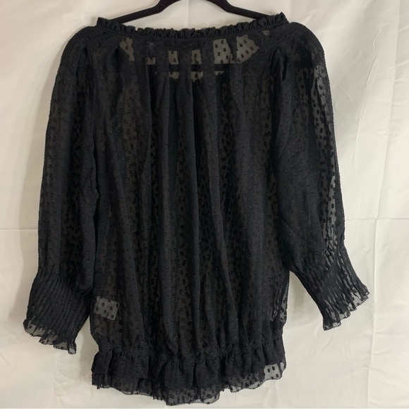 Charles Nolan Sheer Polka-Dot Silk Blouse, size 4 - Picture 9 of 10